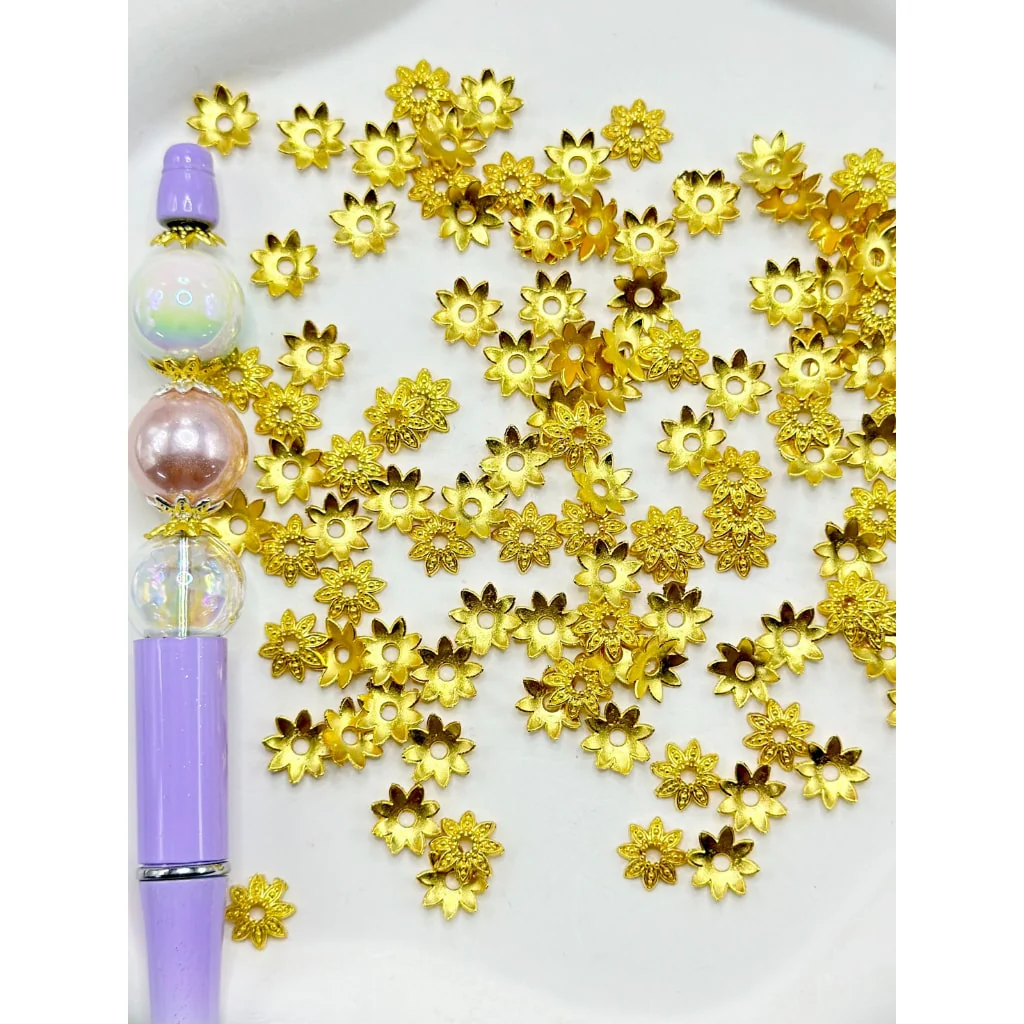 Beadable Metal Flower End Spacer Cap Beads, 10MM - Image 3