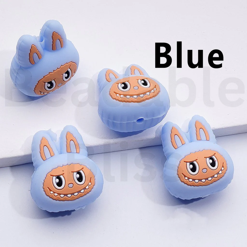 3D Multi-Color Cute Baby Star Doll Monster Doll Head Kawaii Drop Silicone Focal Beads - Image 3