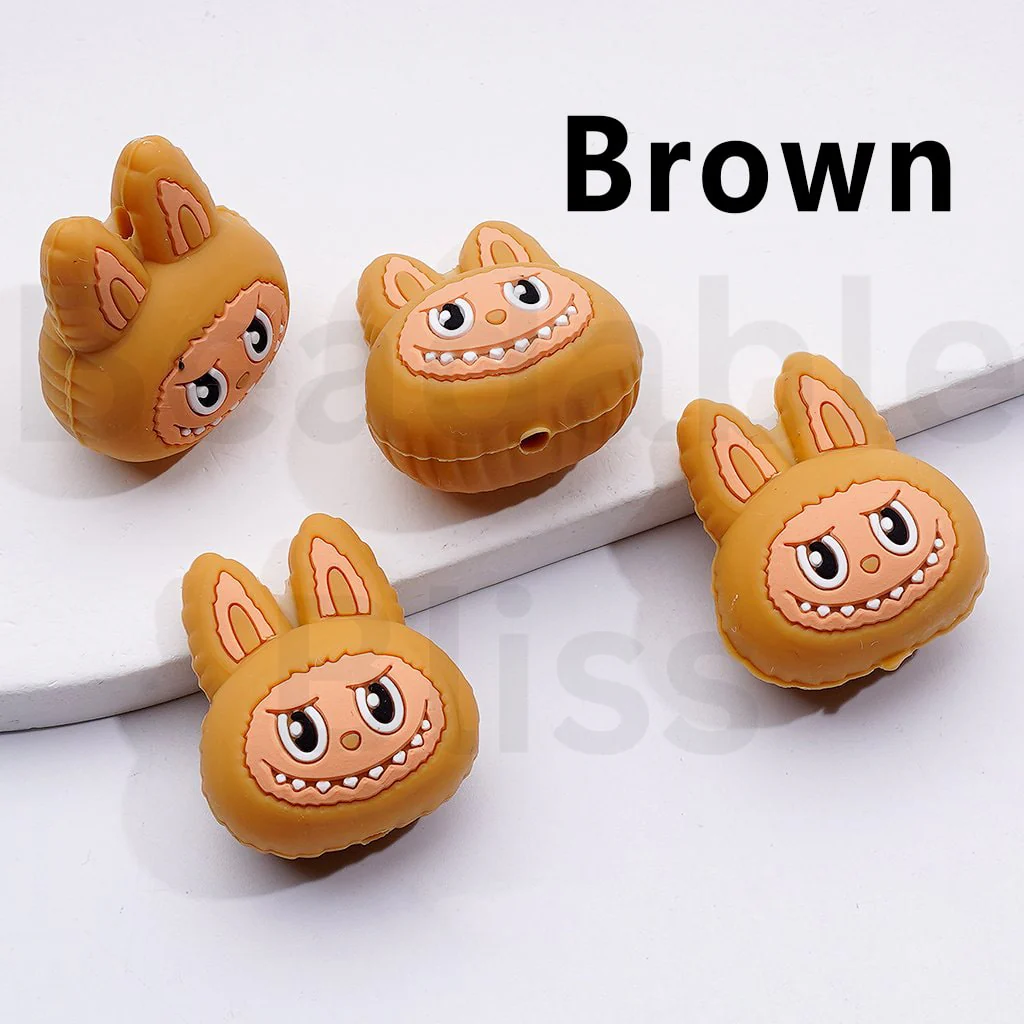 3D Multi-Color Cute Baby Star Doll Monster Doll Head Kawaii Drop Silicone Focal Beads - Image 4
