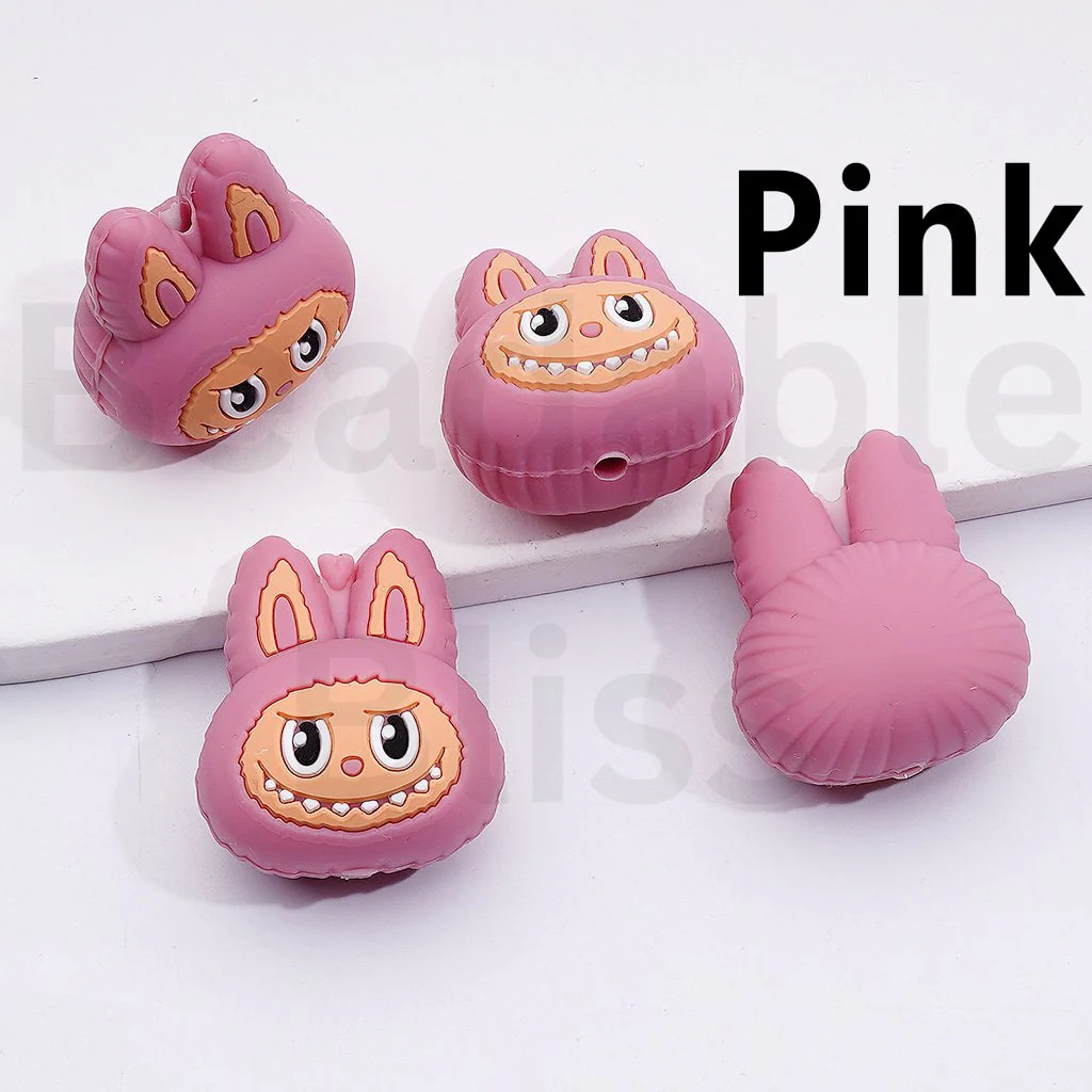3D Multi-Color Cute Baby Star Doll Monster Doll Head Kawaii Drop Silicone Focal Beads - Image 5