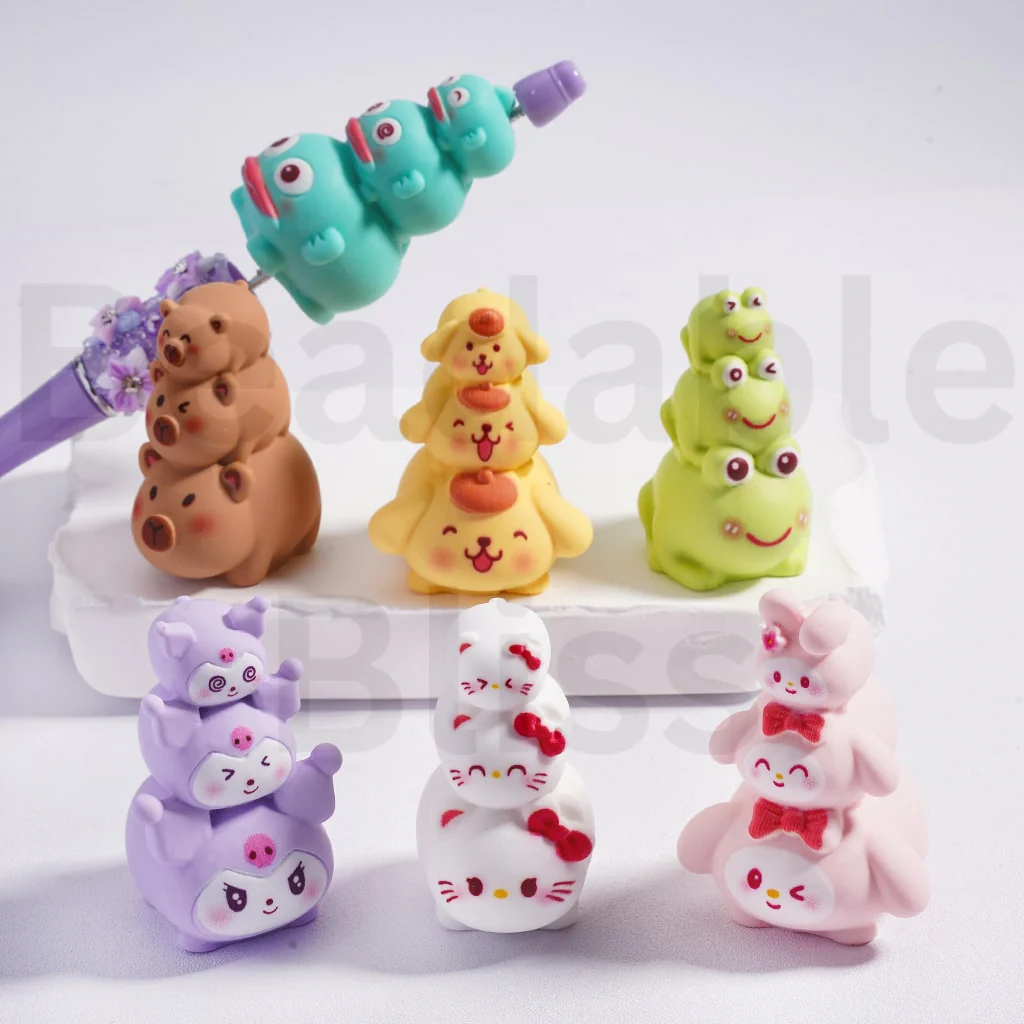 Acrylic Beads Pen Toppers Pendants Jewelry Accessories  Cute Cat Character Capybara, Random Mix - Image 3