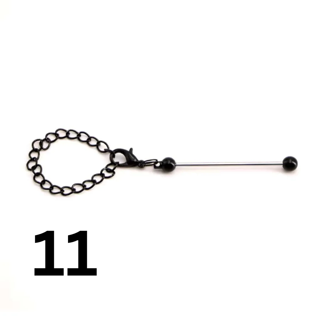 Beadable Bars with Chain and Lobster Clasp in Solid Colors, Pendant Holders for Cups and Tumblers, Metal, 178mm - Image 14