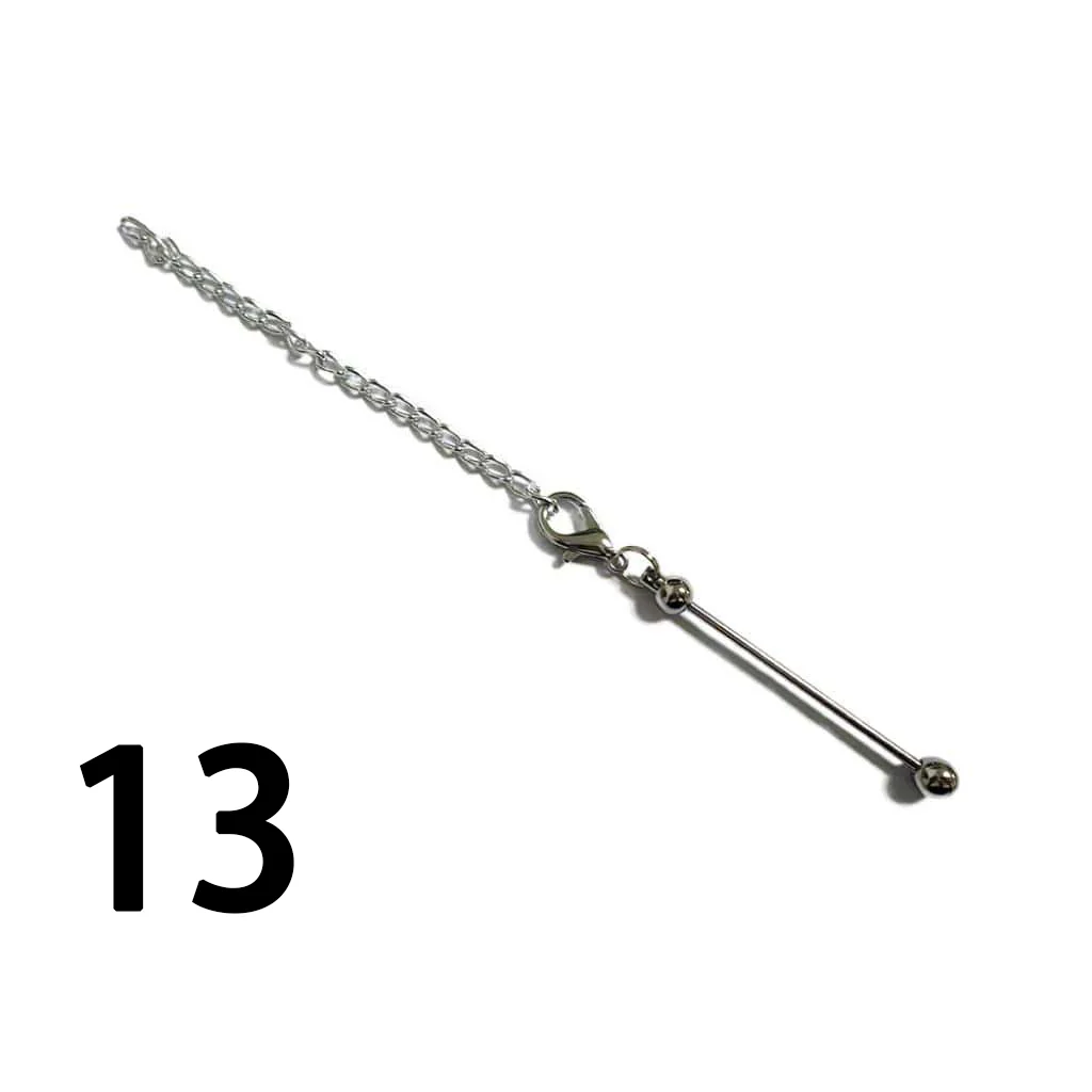 Beadable Bars with Chain and Lobster Clasp in Solid Colors, Pendant Holders for Cups and Tumblers, Metal, 178mm - Image 16