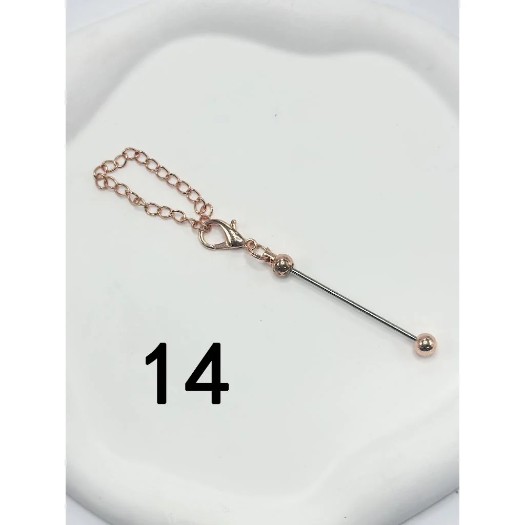 Beadable Bars with Chain and Lobster Clasp in Solid Colors, Pendant Holders for Cups and Tumblers, Metal, 178mm - Image 17