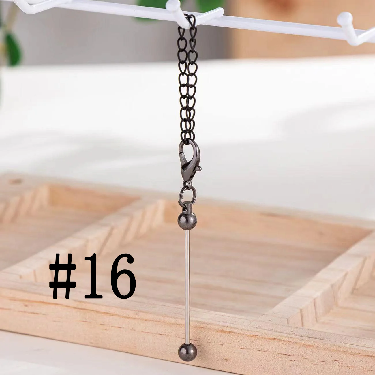 Beadable Bars with Chain and Lobster Clasp in Solid Colors, Pendant Holders for Cups and Tumblers, Metal, 178mm - Image 19