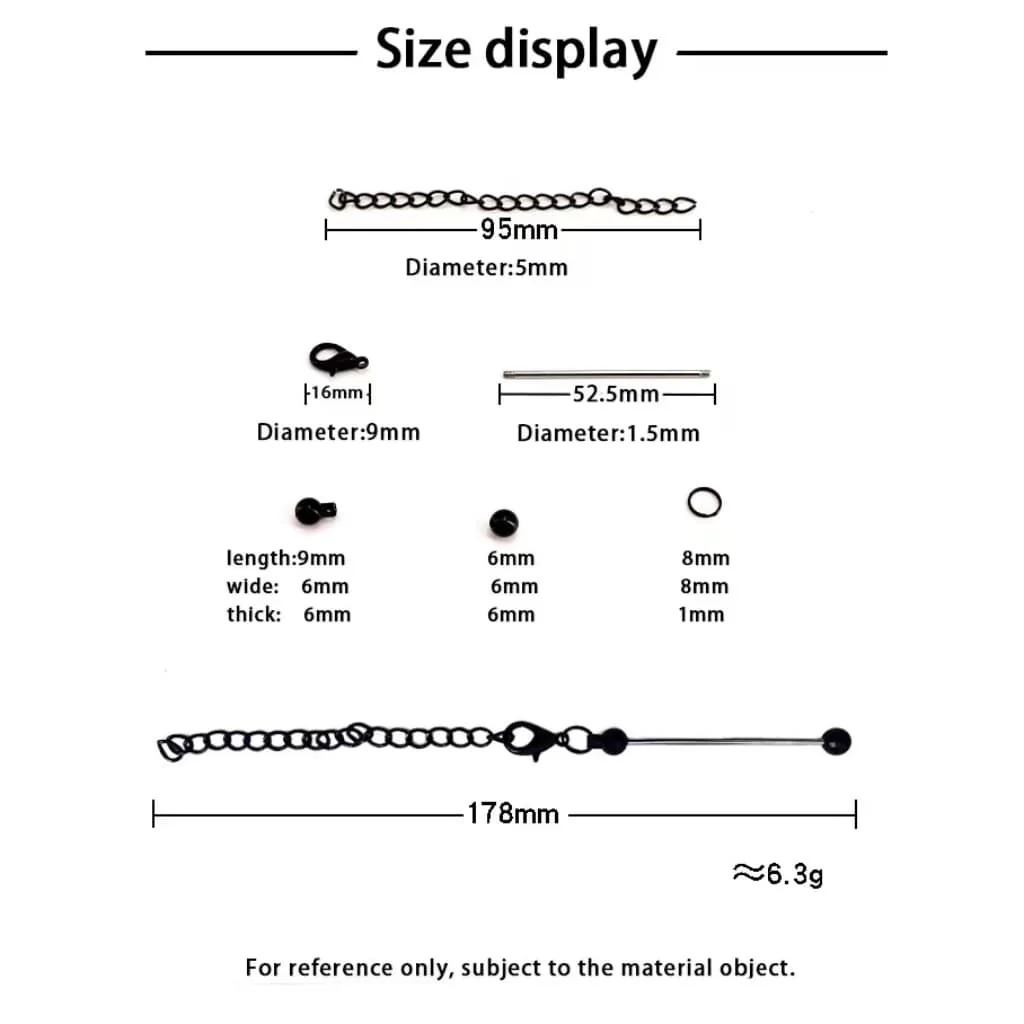 Beadable Bars with Chain and Lobster Clasp in Solid Colors, Pendant Holders for Cups and Tumblers, Metal, 178mm - Image 3