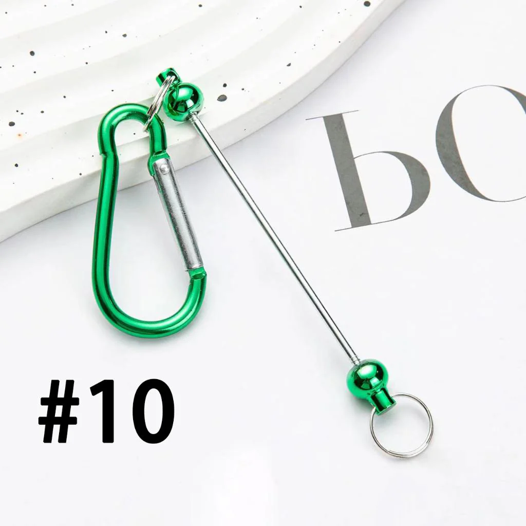 Beadable Carabiner Keychain with Bar Metal Karabiner Carabiner Hook Snap Ring Keyring - Image 11