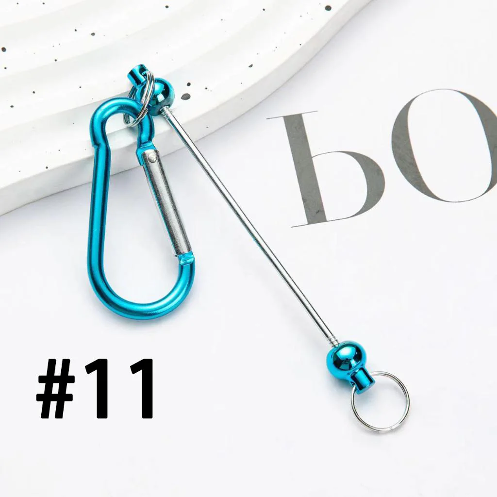 Beadable Carabiner Keychain with Bar Metal Karabiner Carabiner Hook Snap Ring Keyring - Image 12