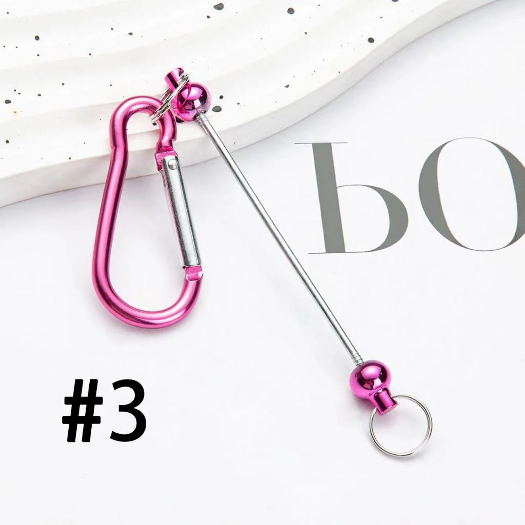 Beadable Carabiner Keychain with Bar Metal Karabiner Carabiner Hook Snap Ring Keyring - Image 4
