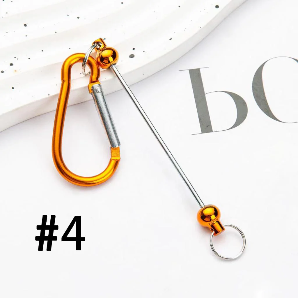 Beadable Carabiner Keychain with Bar Metal Karabiner Carabiner Hook Snap Ring Keyring - Image 5