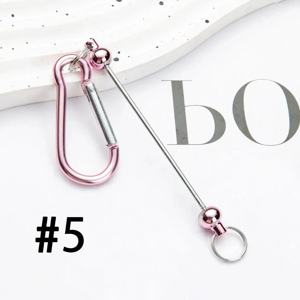 Beadable Carabiner Keychain with Bar Metal Karabiner Carabiner Hook Snap Ring Keyring - Image 6