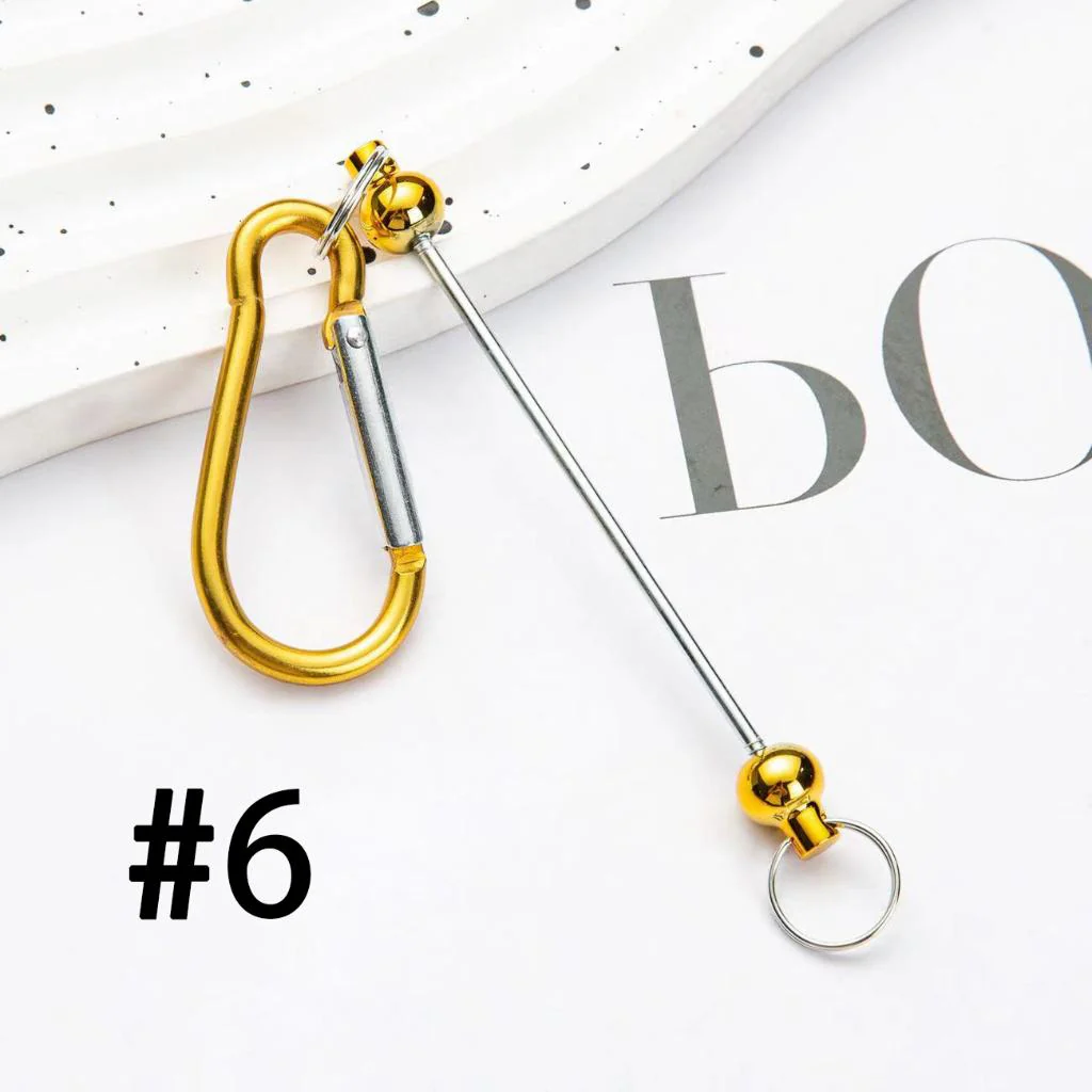 Beadable Carabiner Keychain with Bar Metal Karabiner Carabiner Hook Snap Ring Keyring - Image 7