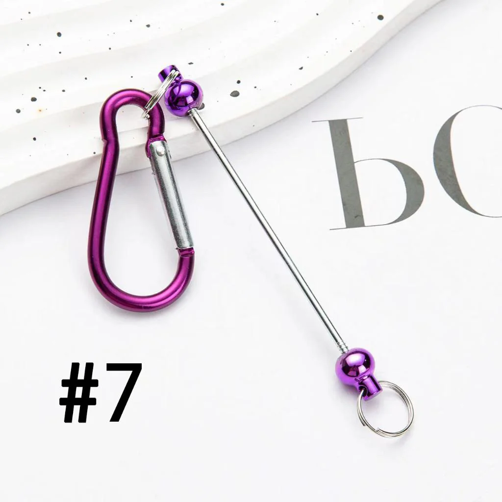 Beadable Carabiner Keychain with Bar Metal Karabiner Carabiner Hook Snap Ring Keyring - Image 8
