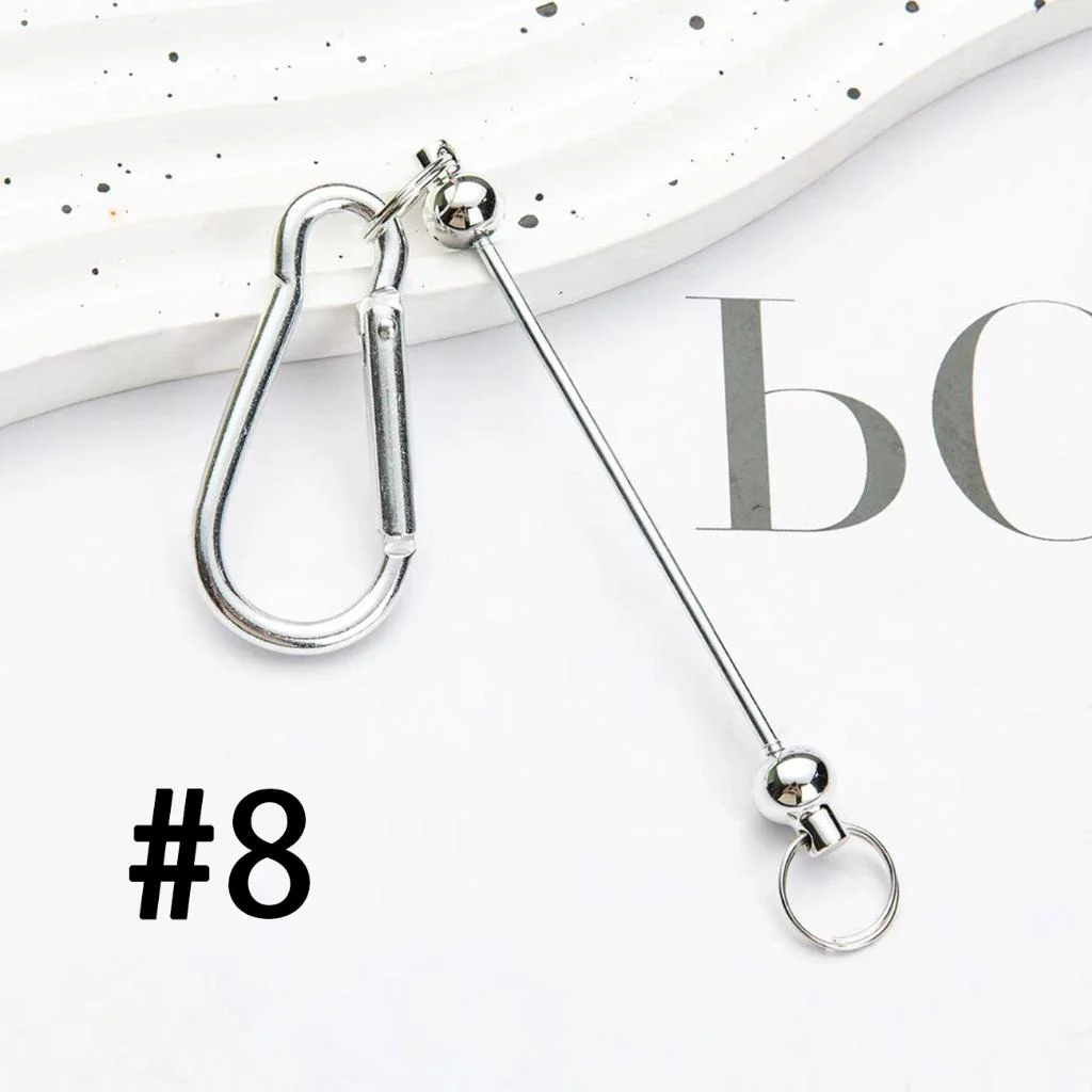 Beadable Carabiner Keychain with Bar Metal Karabiner Carabiner Hook Snap Ring Keyring - Image 9