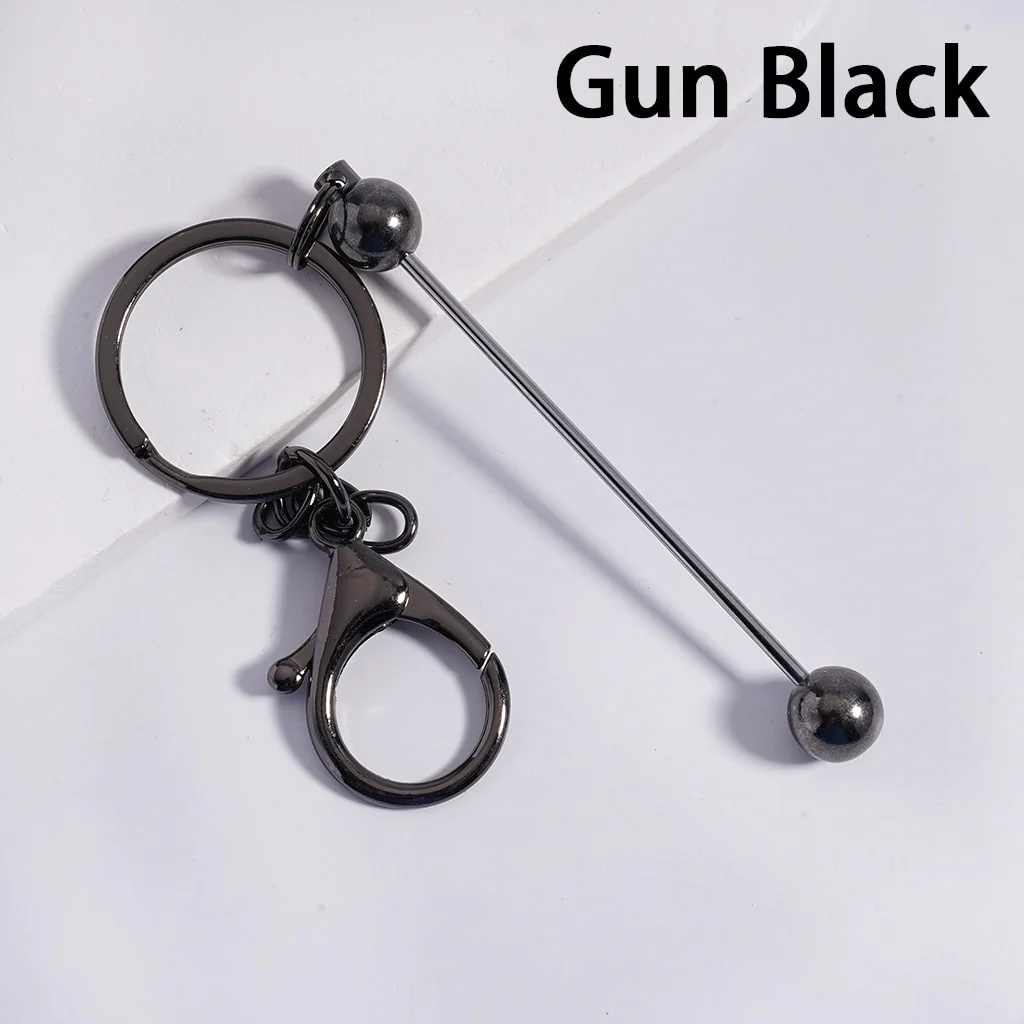 Beadable Metal Keychains with Bar - Image 3