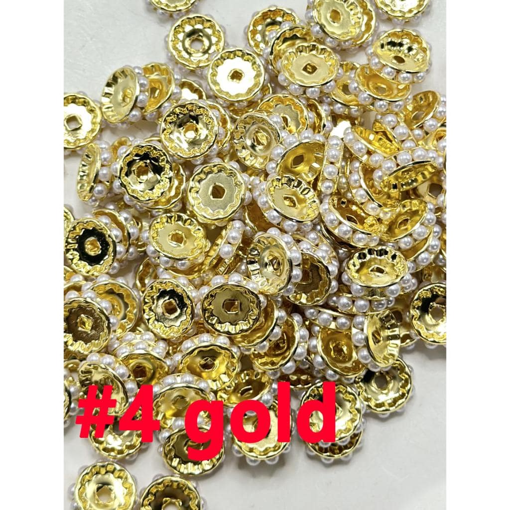 Beadable Metal Spacer with White Pearls, Random Mix, 12MM - Image 5