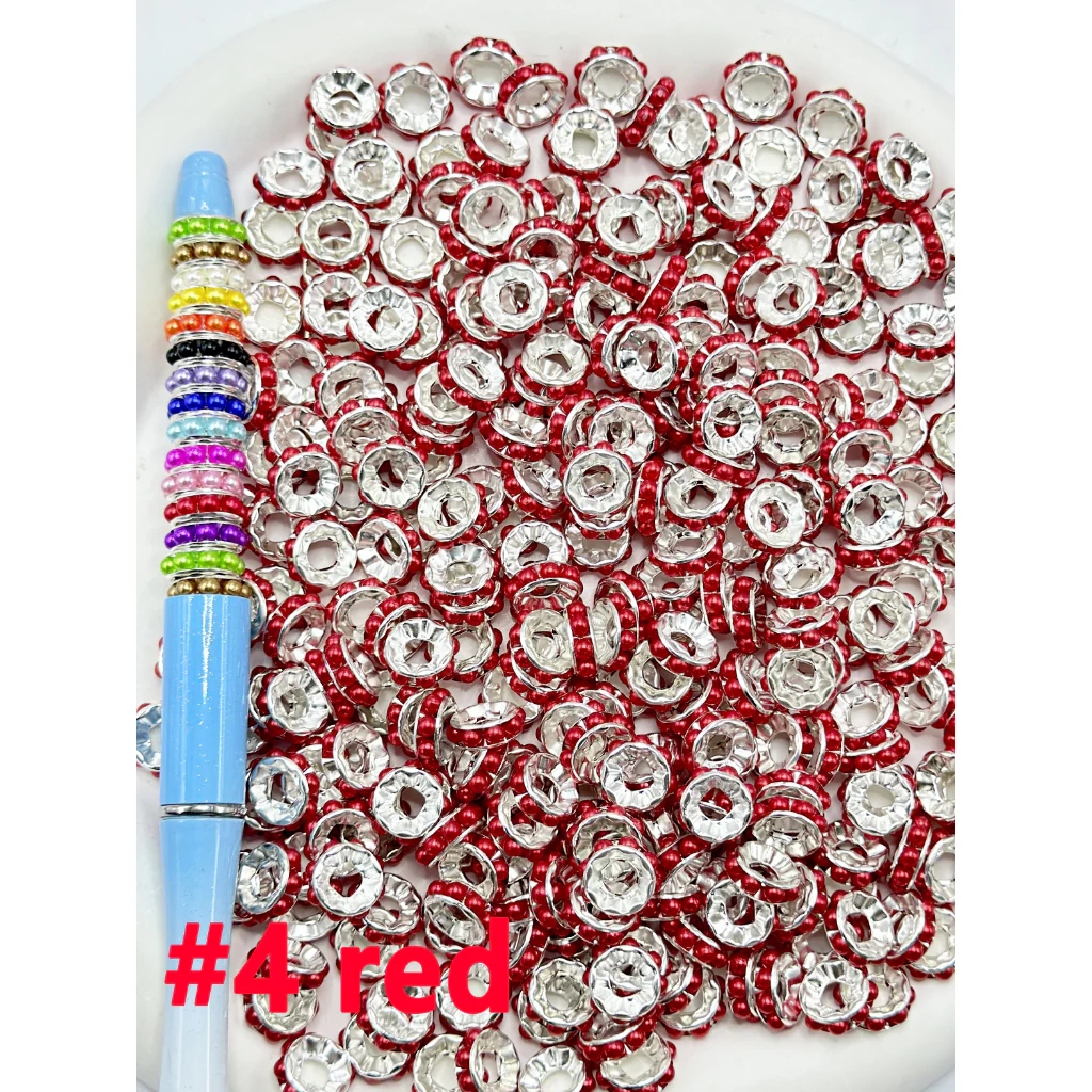 Beadable Silver Color Metal Spacer with Pearls in Solid Color, 10MM - Image 11