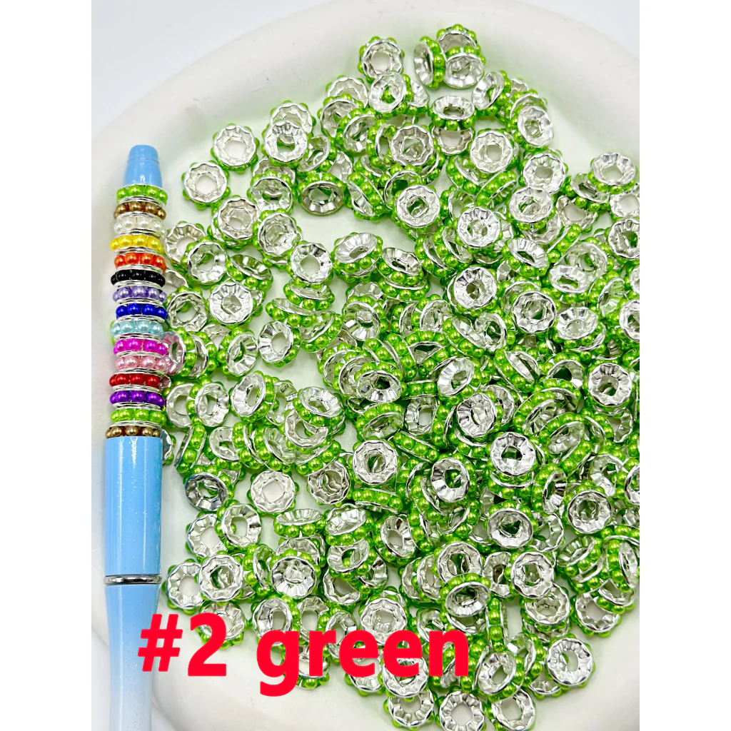 Beadable Silver Color Metal Spacer with Pearls in Solid Color, 10MM - Image 13