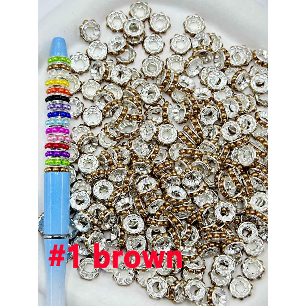 Beadable Silver Color Metal Spacer with Pearls in Solid Color, 10MM - Image 14