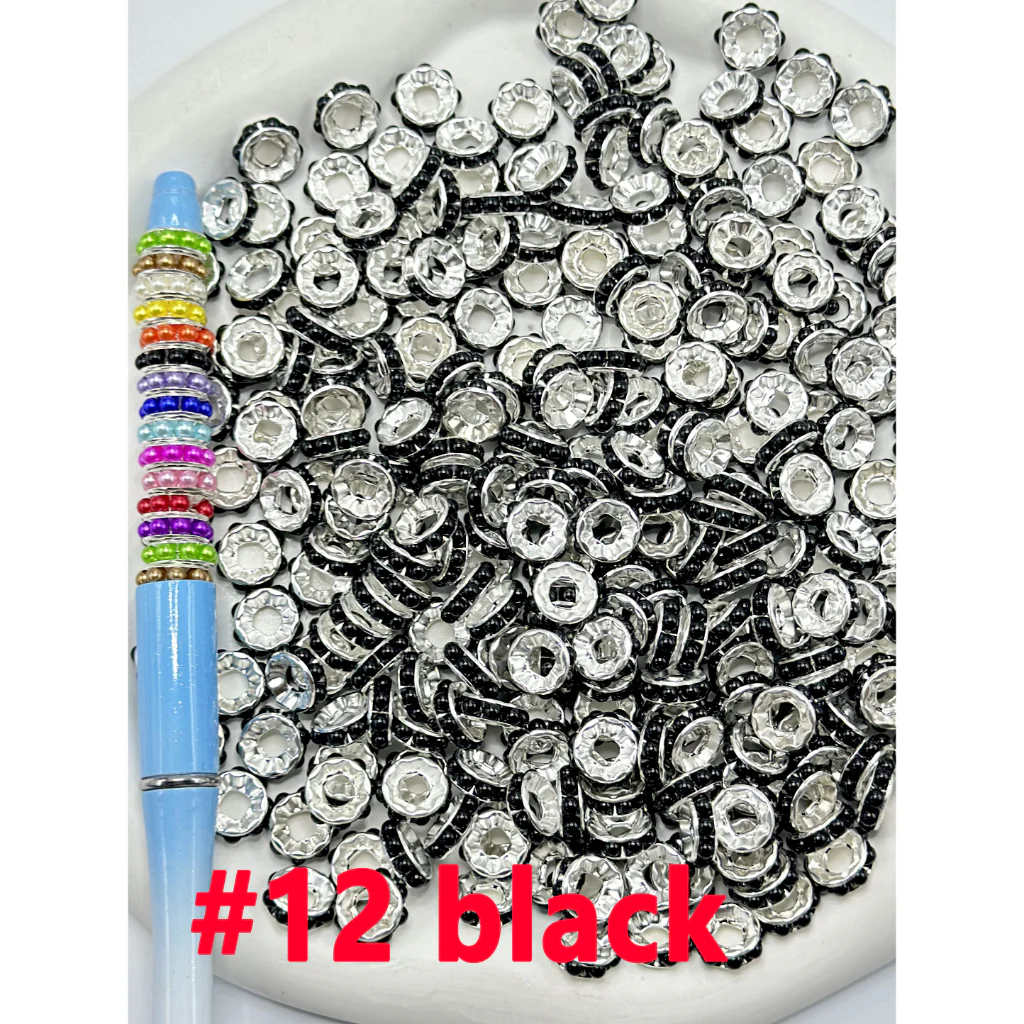 Beadable Silver Color Metal Spacer with Pearls in Solid Color, 10MM - Image 3