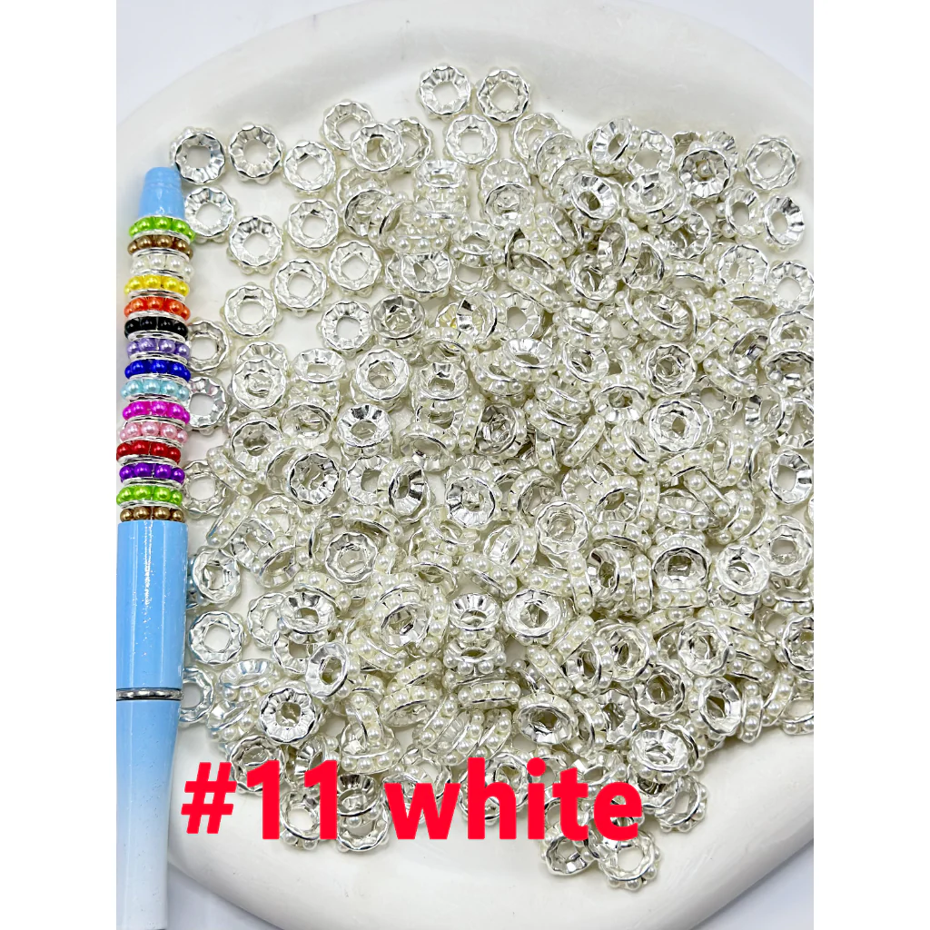 Beadable Silver Color Metal Spacer with Pearls in Solid Color, 10MM - Image 4