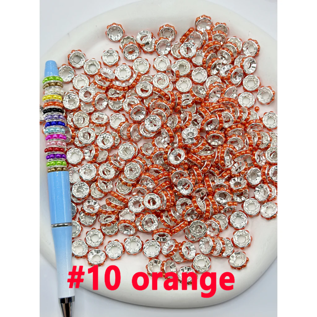 Beadable Silver Color Metal Spacer with Pearls in Solid Color, 10MM - Image 5