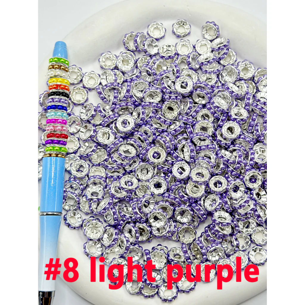 Beadable Silver Color Metal Spacer with Pearls in Solid Color, 10MM - Image 7