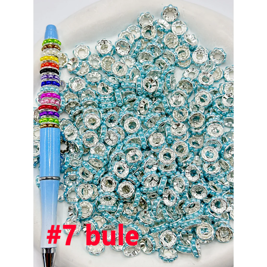 Beadable Silver Color Metal Spacer with Pearls in Solid Color, 10MM - Image 8