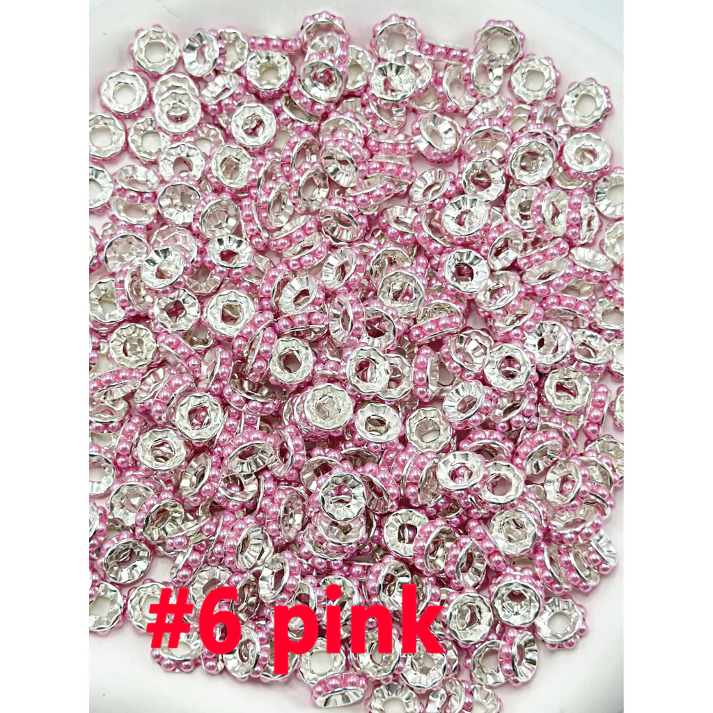 Beadable Silver Color Metal Spacer with Pearls in Solid Color, 10MM - Image 9