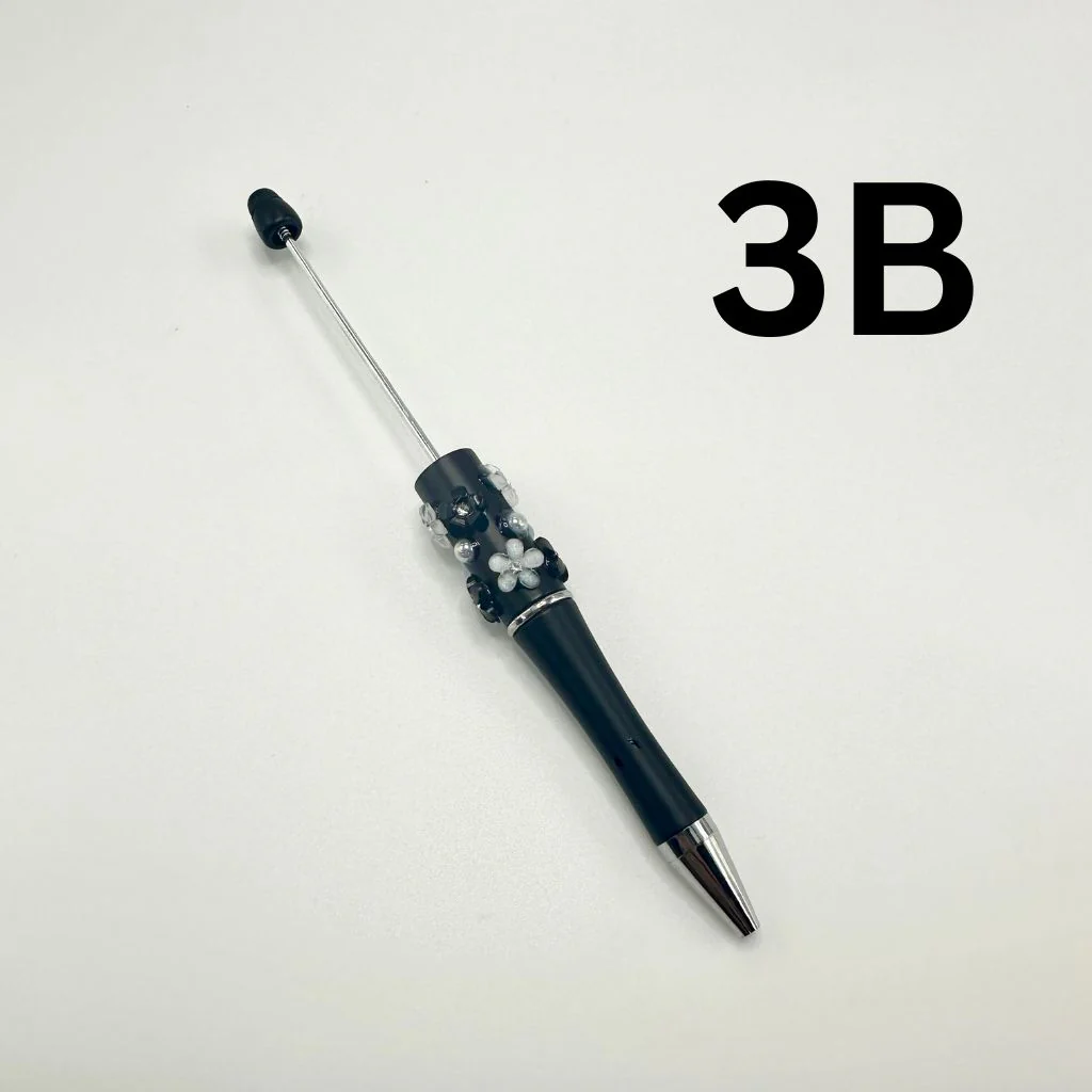 Beaded Pens in Solid Colors with Acrylic Flower and Clear Rhinestone - Image 10