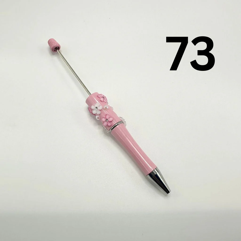 Beaded Pens in Solid Colors with Acrylic Flower and Clear Rhinestone - Image 13