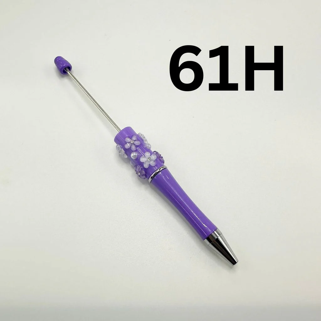 Beaded Pens in Solid Colors with Acrylic Flower and Clear Rhinestone - Image 15