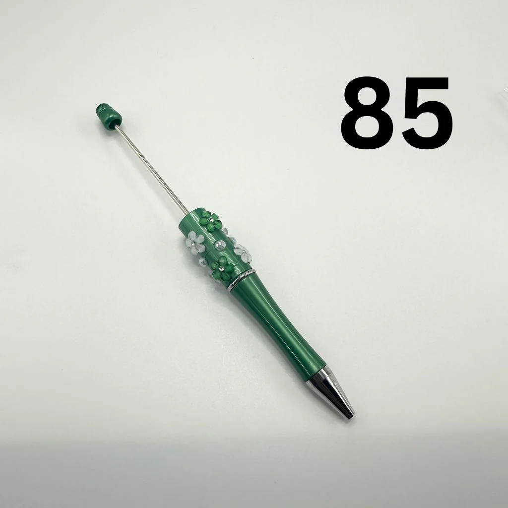 Beaded Pens in Solid Colors with Acrylic Flower and Clear Rhinestone - Image 16