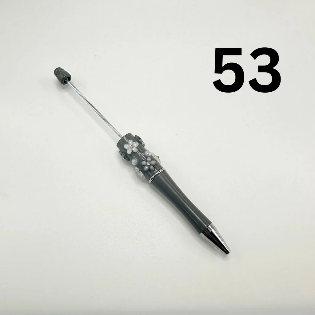 Beaded Pens in Solid Colors with Acrylic Flower and Clear Rhinestone - Image 18