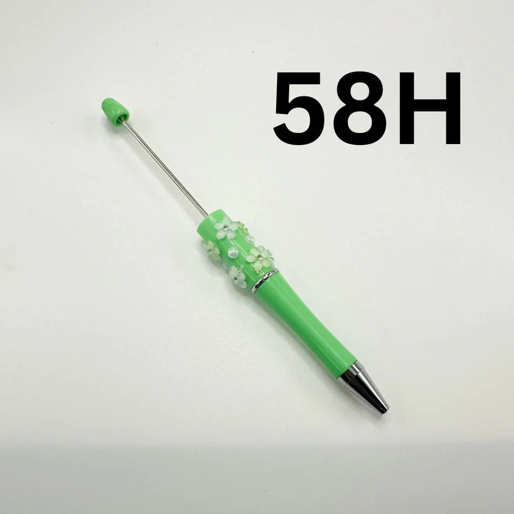 Beaded Pens in Solid Colors with Acrylic Flower and Clear Rhinestone - Image 19