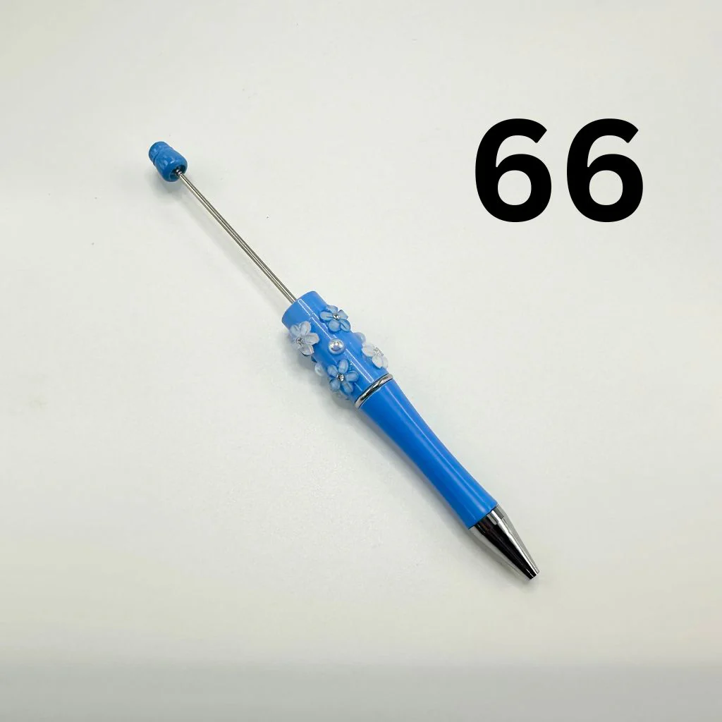 Beaded Pens in Solid Colors with Acrylic Flower and Clear Rhinestone - Image 21