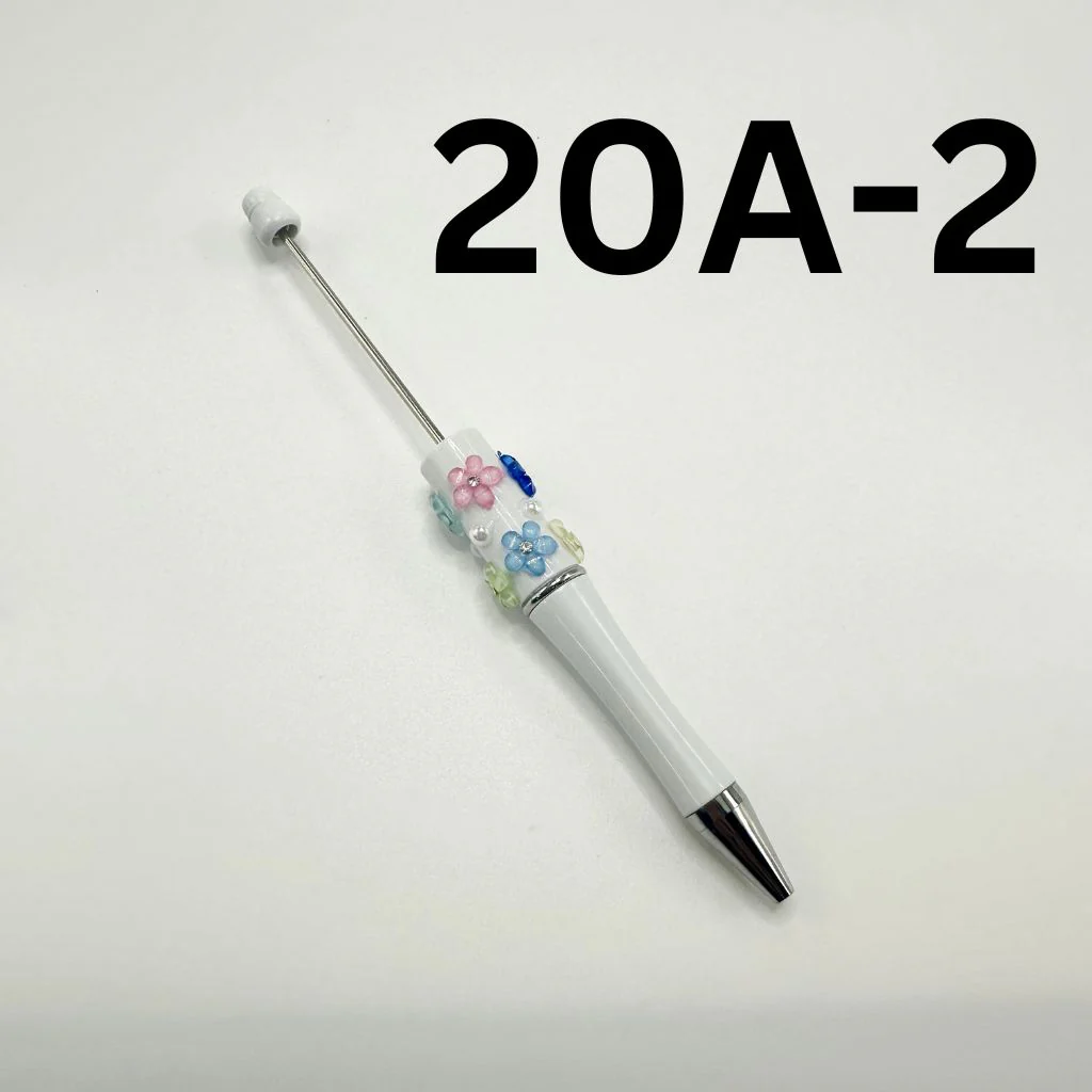 Beaded Pens in Solid Colors with Acrylic Flower and Clear Rhinestone - Image 24