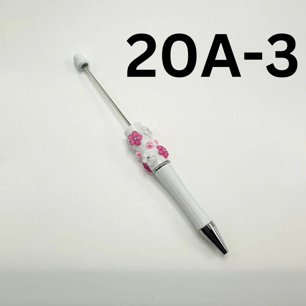 Beaded Pens in Solid Colors with Acrylic Flower and Clear Rhinestone - Image 25