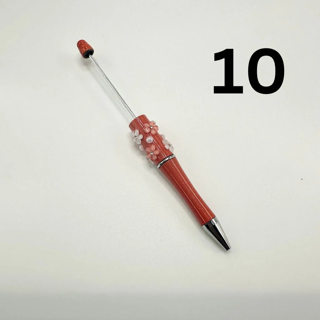 Beaded Pens in Solid Colors with Acrylic Flower and Clear Rhinestone - Image 6