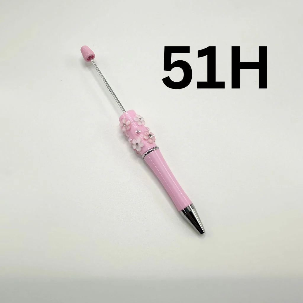 Beaded Pens in Solid Colors with Acrylic Flower and Clear Rhinestone - Image 8