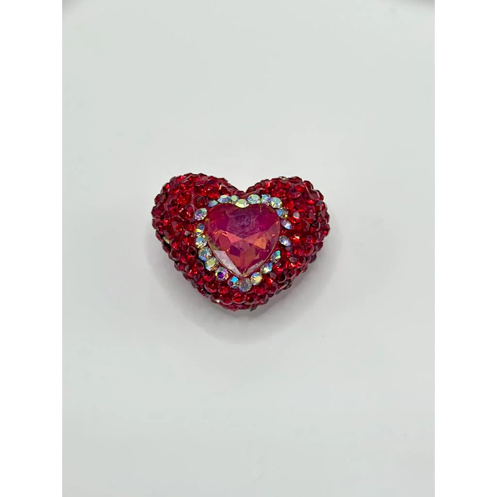 Bling Bling Sparkling Heart Clay Beads with Colorful Rhinestones, 20mm by 26mm - Image 3