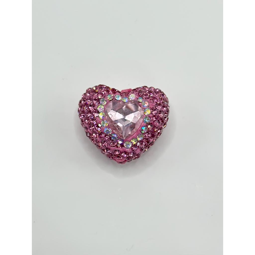 Bling Bling Sparkling Heart Clay Beads with Colorful Rhinestones, 20mm by 26mm - Image 5