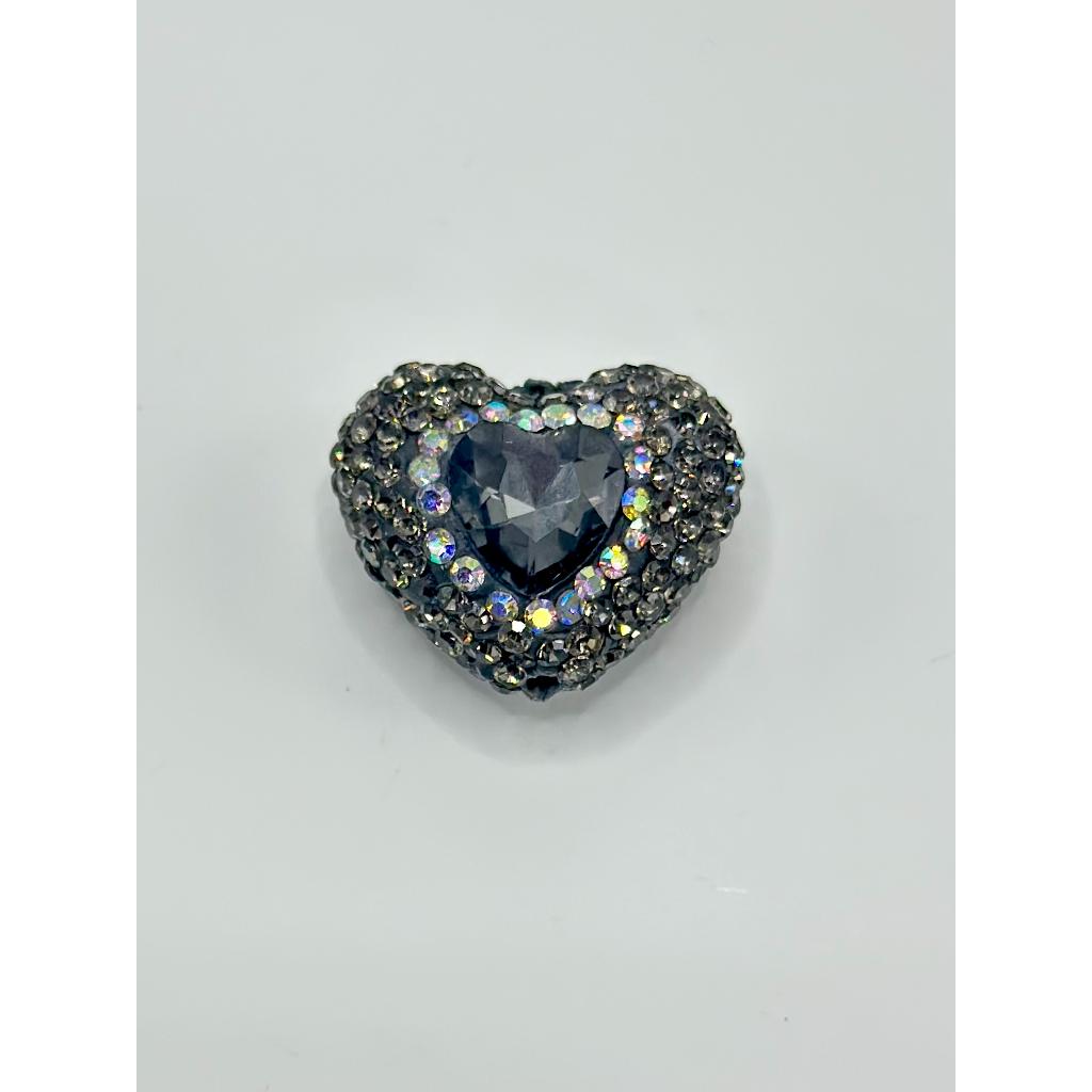 Bling Bling Sparkling Heart Clay Beads with Colorful Rhinestones, 20mm by 26mm - Image 6