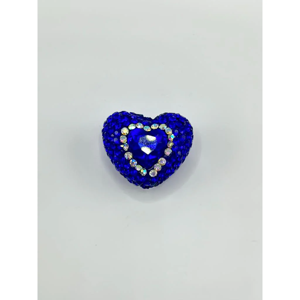 Bling Bling Sparkling Heart Clay Beads with Colorful Rhinestones, 20mm by 26mm - Image 7