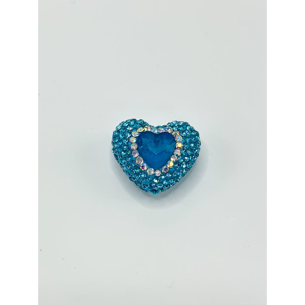 Bling Bling Sparkling Heart Clay Beads with Colorful Rhinestones, 20mm by 26mm - Image 8