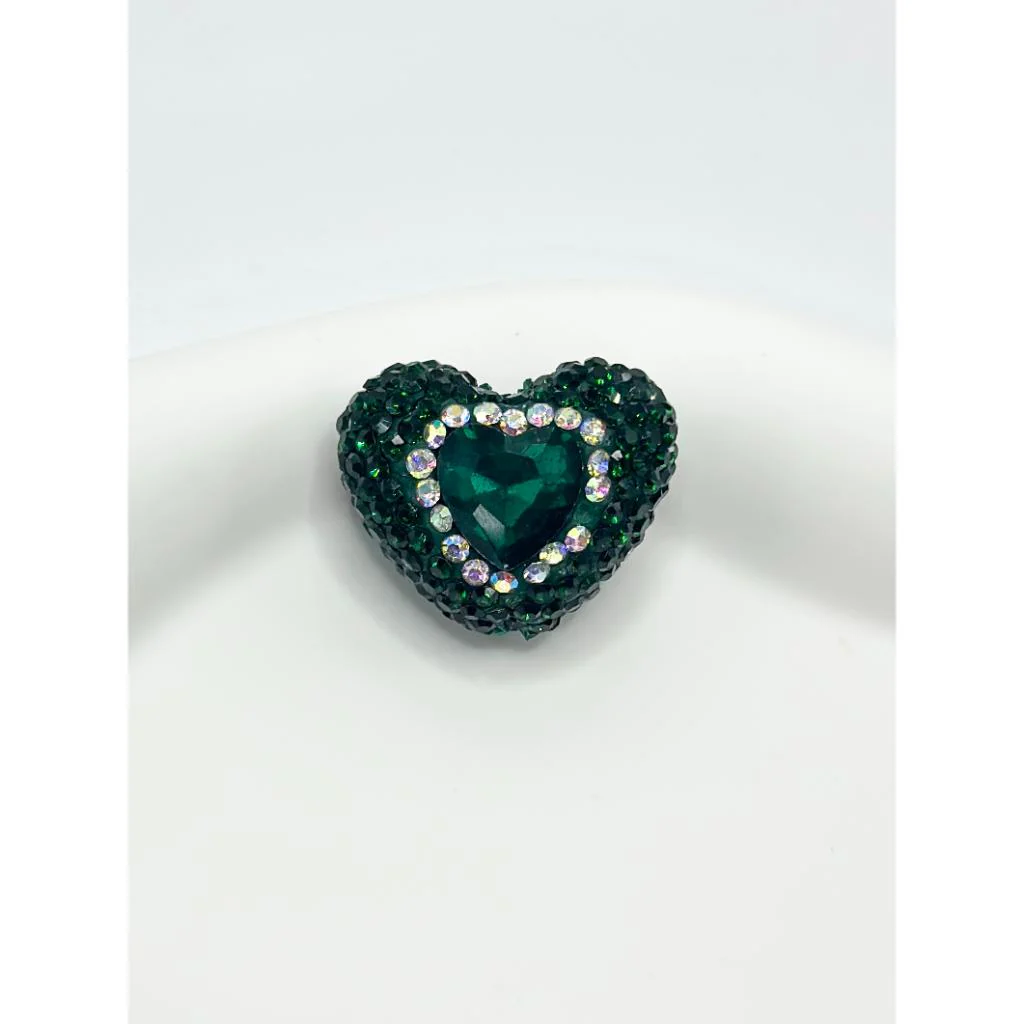 Bling Bling Sparkling Heart Clay Beads with Colorful Rhinestones, 20mm by 26mm - Image 9