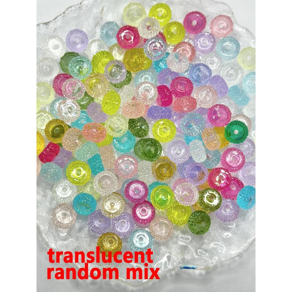 Colorful Wheel Acrylic Beads with Sugar Spacer Texture on Side, 12mm - Image 3