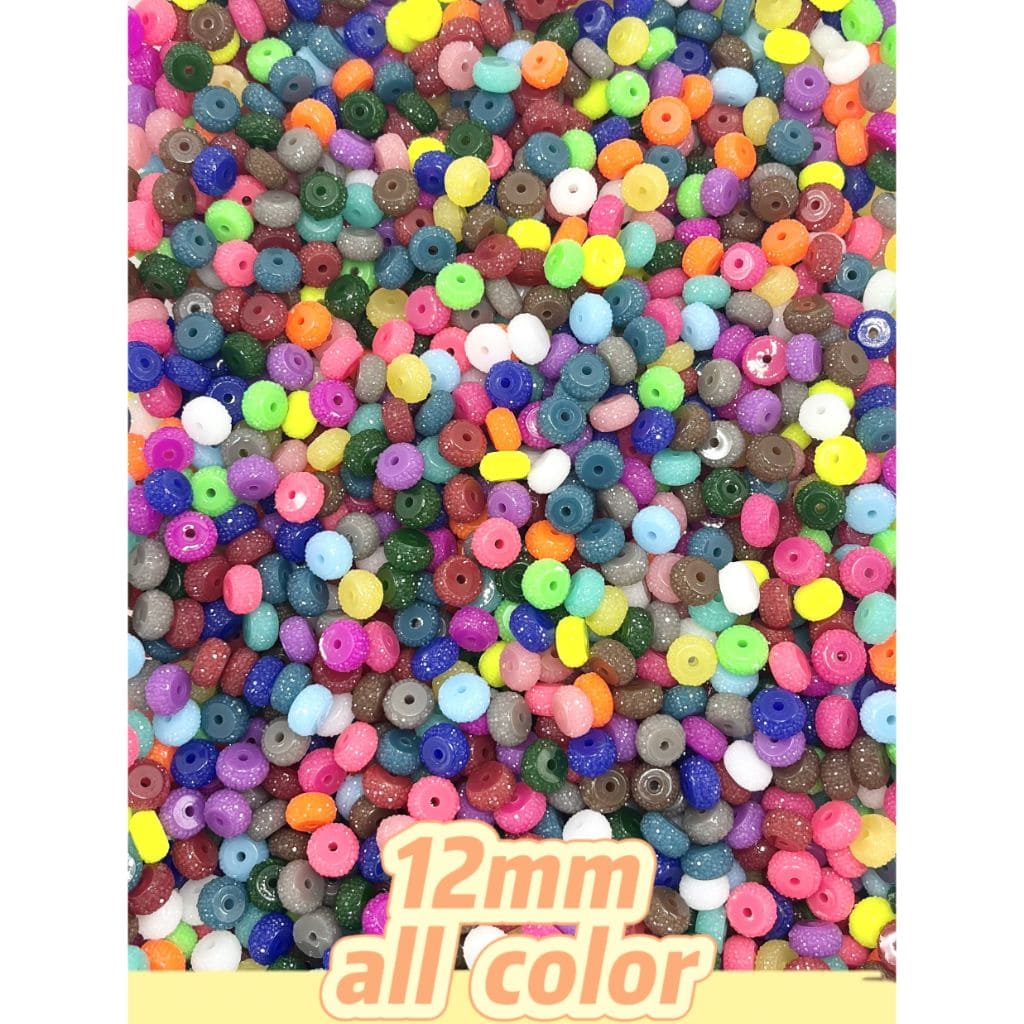 Colorful Wheel Acrylic Beads with Sugar Spacer Texture on Side, 12mm - Image 4
