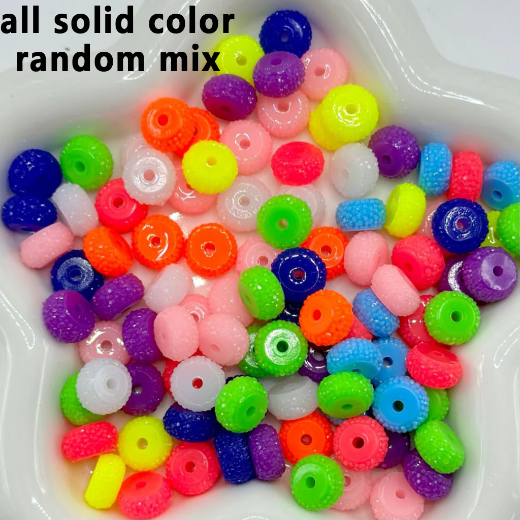 Colorful Wheel Acrylic Beads with Sugar Spacer Texture on Side, 12mm - Image 5