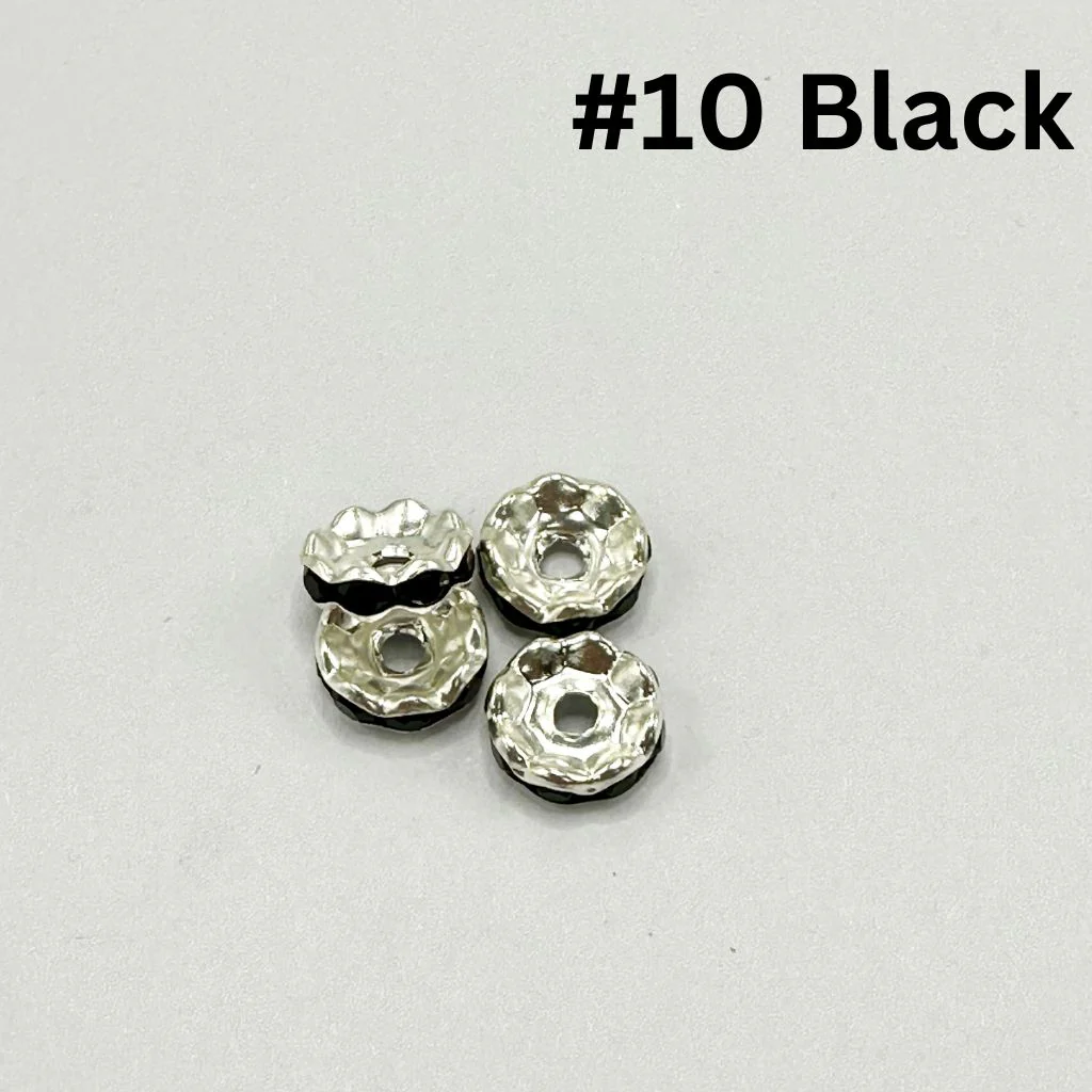 Crimp Beads, Metal Wavy Shape Spacers with Rhinestones in Solid Colors, 10mm - Image 11